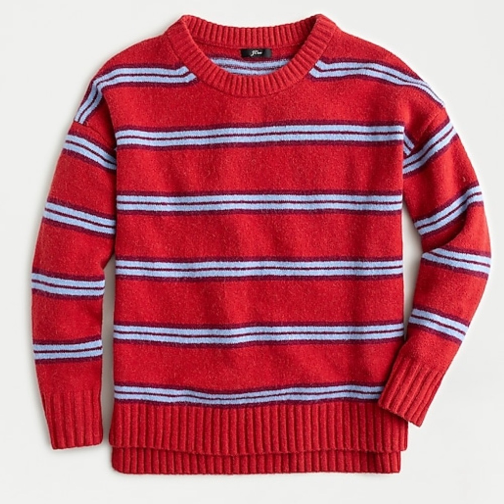 NWT JCrew oversized crew neck striped sweater in super soft yarn